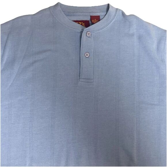EZ’s by Haggar Mens Size M Light Blue Short Sleeve Henley Shirt Vertical Texture - Picture 5 of 7